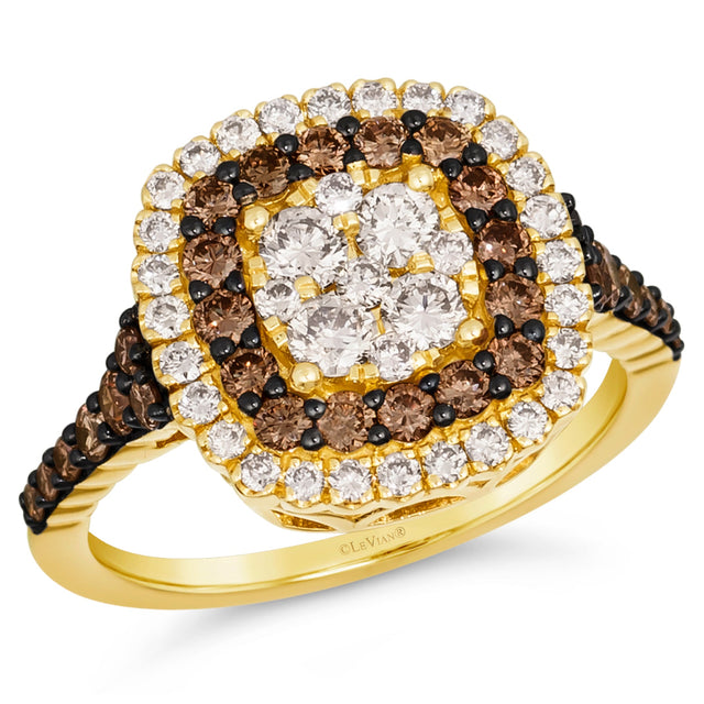 Le Vian(R) 1 3/8ctw Chocolate Diamonds(R) and Nude Diamonds(tm) Cluster 14k Honey Gold(tm) Ring
