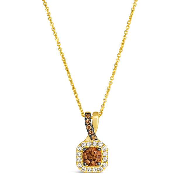 Le Vian(R) 1/2ctw Chocolate Diamonds(R) and Nude Diamonds(tm) 14k Honey Gold(tm) Pendant Necklace