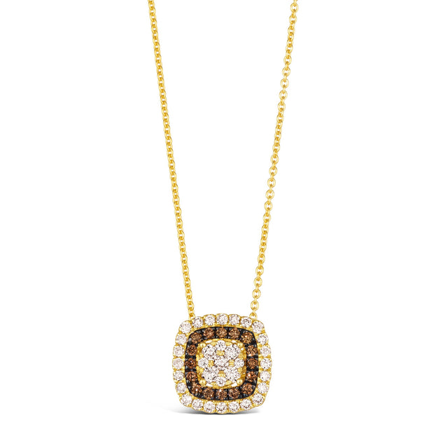 Le Vian(R) 1/2ctw Chocolate Diamonds(R) and Nude Diamonds(tm) Cluster 14k Honey Gold(tm) Pendant Necklace