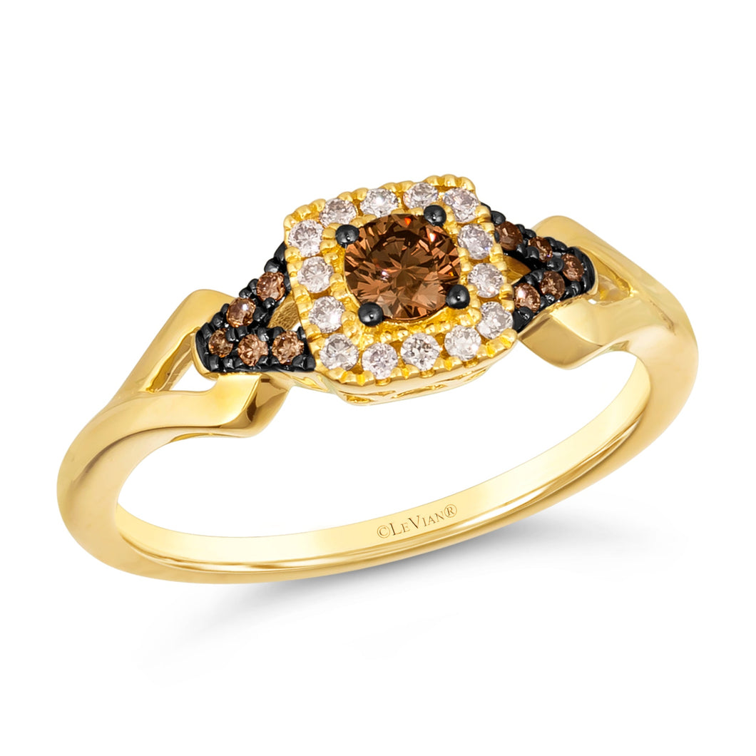 Le Vian(R) 1/3ctw Chocolate Diamonds(R) and Nude Diamonds(tm) 14k Honey Gold(tm) Halo Ring