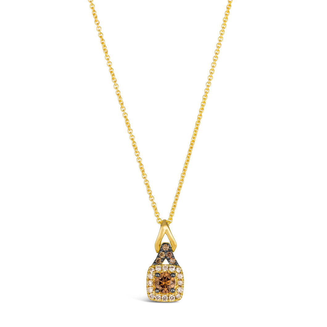 Le Vian(R) 1/3ctw Chocolate Diamonds(R) and Nude Diamonds(tm) 14k Honey Gold(tm) Pendant Necklace