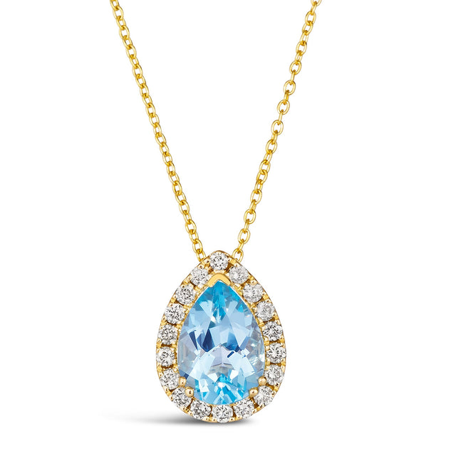 Le Vian(R) 1/3ctw Nude Diamonds(tm) and Blue Topaz 14k Honey Gold(tm) Pendant Necklace