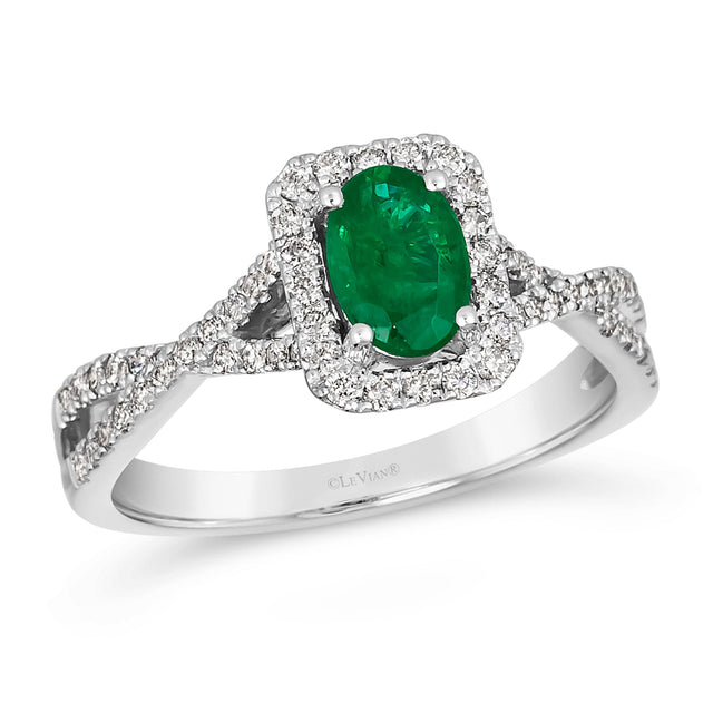 Le Vian(R) 1/3ctw Nude Diamonds(tm) and Costa Smeralda Emeralds(tm) 14k Vanilla Gold(R) Ring