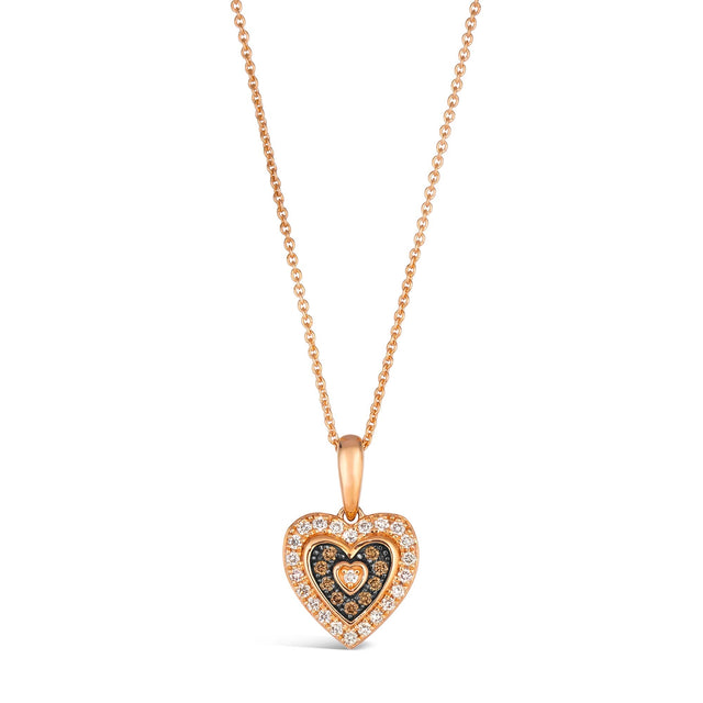 Le Vian(R) 1/4ctw Chocolate Diamonds(R) and Nude Diamonds(tm) in 14k Strawberry Gold(R) Heart Pendant Necklace