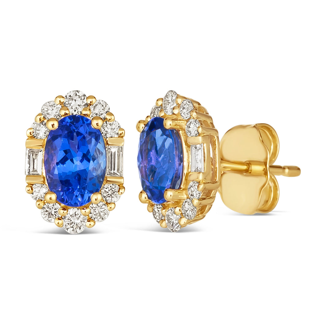 Le Vian(R) 1/4ctw Vanilla Diamonds and Blueberry Tanzanite(R) 14k Honey Gold(tm) Earrings