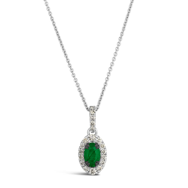 Le Vian(R) 1/5ctw Nude Diamonds(tm) and Costa Smeralda Emeralds(tm) 14k Vanilla Gold(R) Pendant Necklace