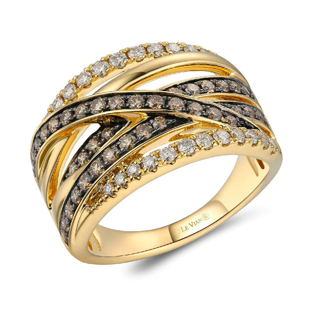 Le Vian(R) 1ctw Chocolate Diamonds(R) and Nude Diamonds(tm) 14k Honey Gold(tm) Ring