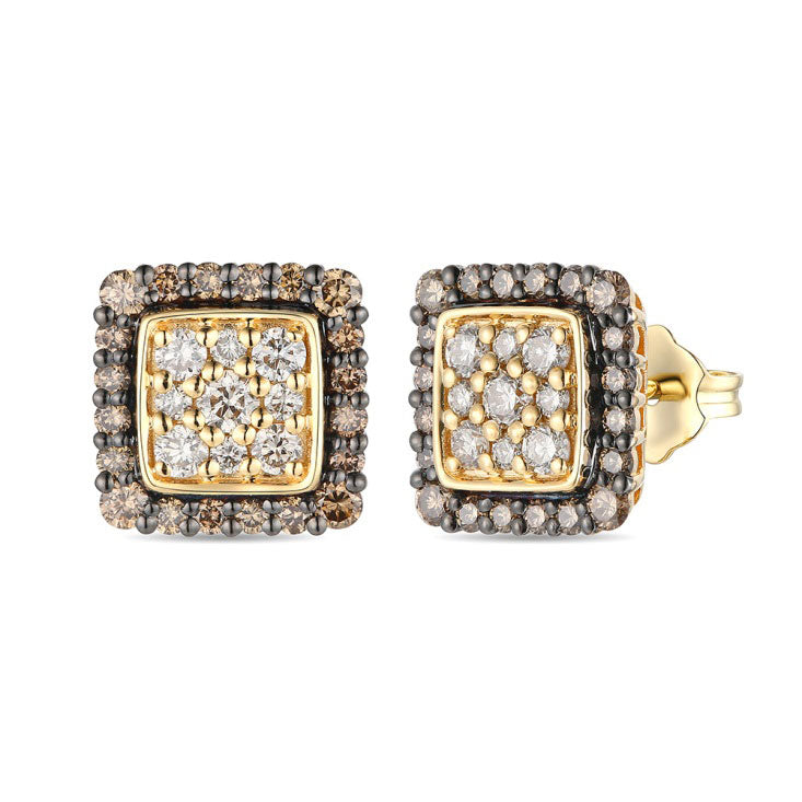 Le Vian(R) 1ctw Nude Diamonds(tm) and Chocolate Diamonds(R) 14k Honey Gold(tm) Earrings