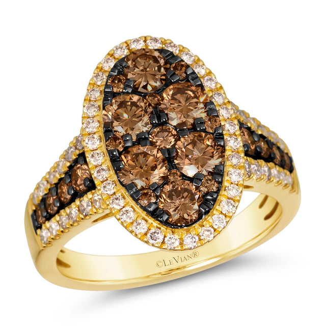 Le Vian(R) 2ctw Chocolate Diamonds(R) and Nude Diamonds(tm) Cluster 14k Honey Gold(tm) Ring | Size 7