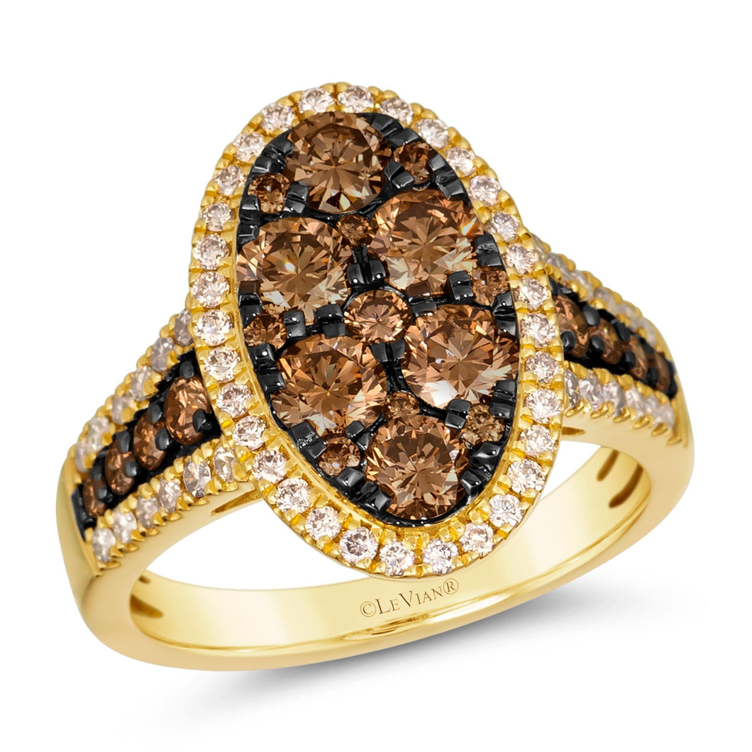 Le Vian(R) 2ctw Chocolate Diamonds(R) and Nude Diamonds(tm) Cluster 14k Honey Gold(tm) Ring | Size 7