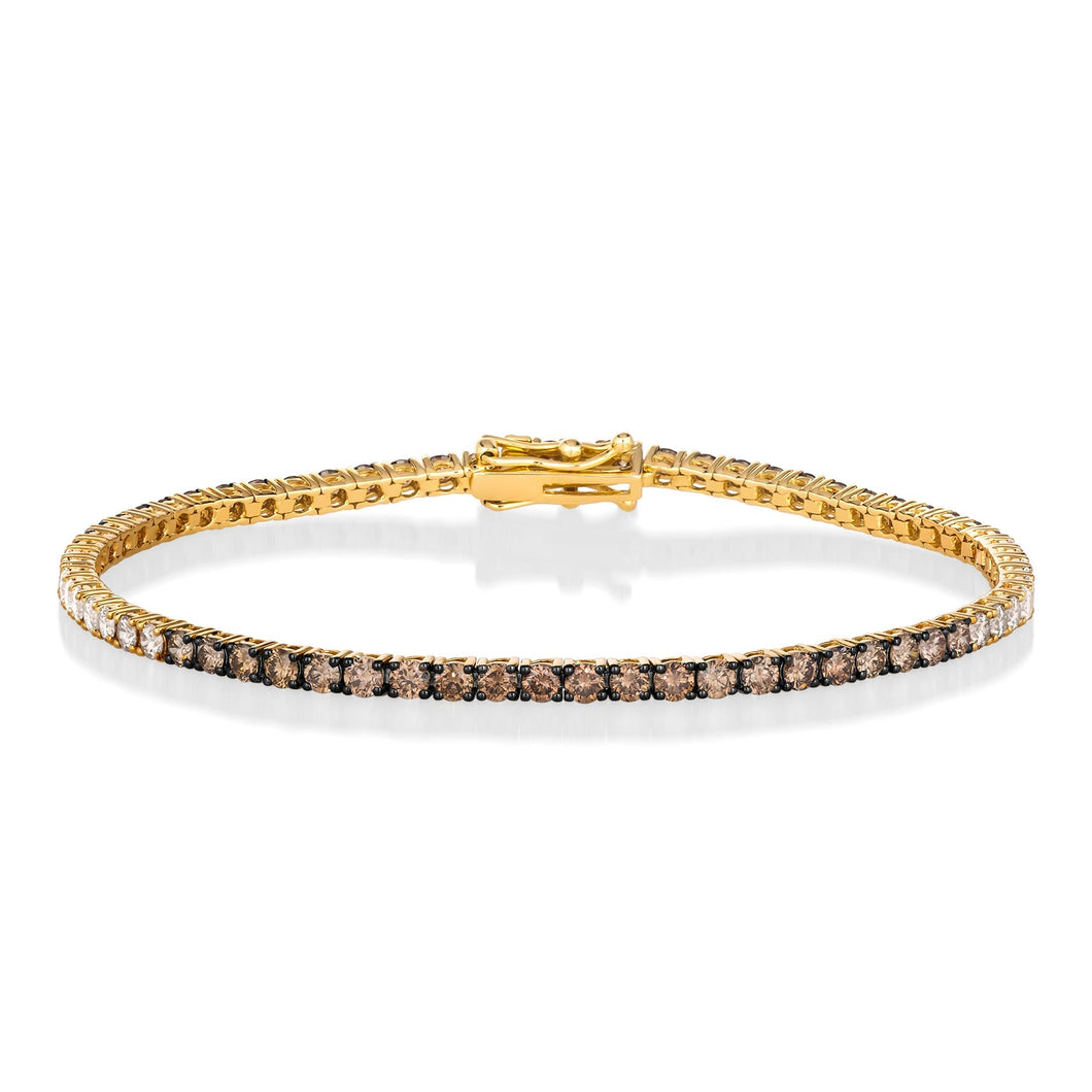 Le Vian(R) 3 1/2ctw Chocolate Ombre Diamonds(R) and Vanilla Diamonds(tm) 14k Honey Gold(tm) Tennis Bracelet