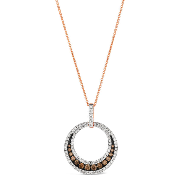 Le Vian(R) 3/4ctw Chocolate Diamonds(R) and Vanilla Diamonds(R) 14k Strawberry Gold(R) Pendant Necklace