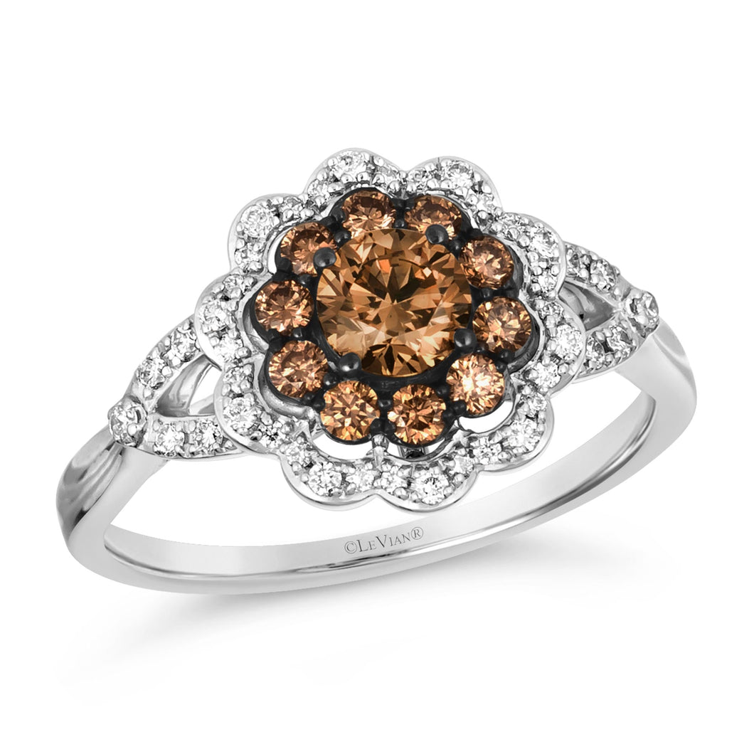 Le Vian(R) 3/4ctw Chocolate Diamonds(R) and Vanilla Diamonds(R) Platinum Ring | Size 7