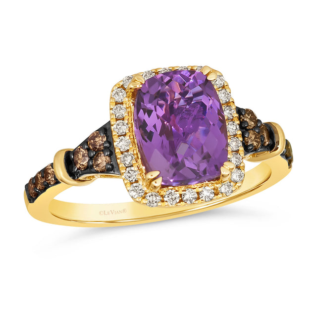 Le Vian(R) 3/8ctw Chocolate Diamonds(R) and Nude Diamonds(tm) Grape Amethyst(tm) 14k Honey Gold(tm) Ring