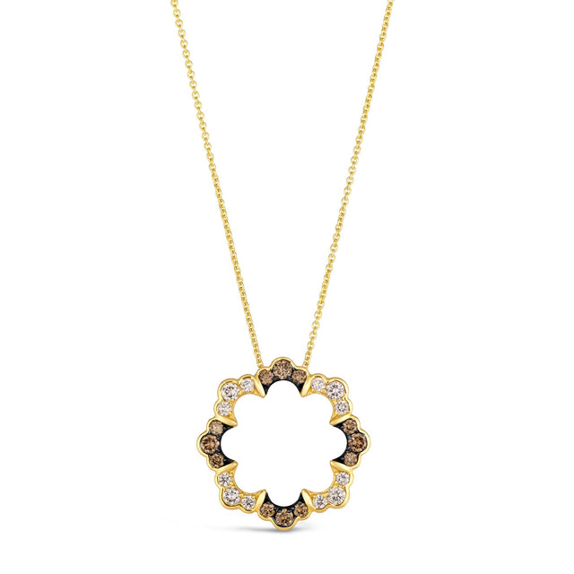 Le Vian(R) 5/8ctw Chocolate Diamonds(R) and Nude Diamonds(tm) 14k Honey Gold(tm) Clover Pendant Necklace