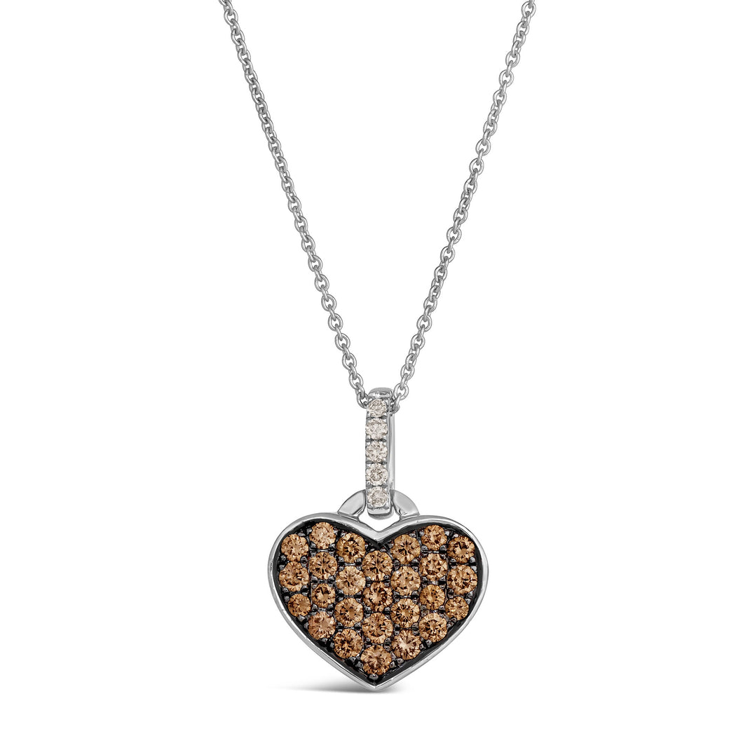 Le Vian(R) 5/8ctw Chocolate Diamonds(R) and Nude Diamonds(tm) 14k Vanilla Gold(R) Heart Pendant Necklace