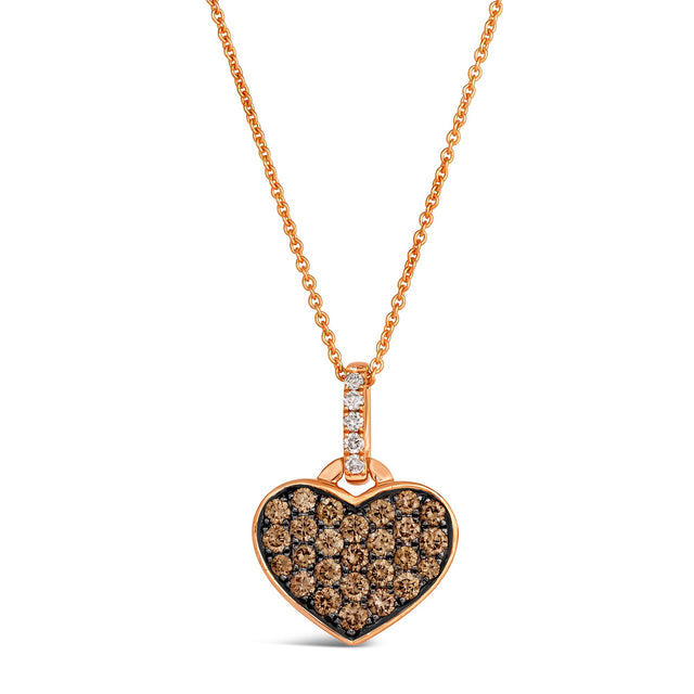 Le Vian(R) 5/8ctw Chocolate Diamonds(R) and Nude Diamonds(tm) in 14k Strawberry Gold(R) Heart Pendant Necklace