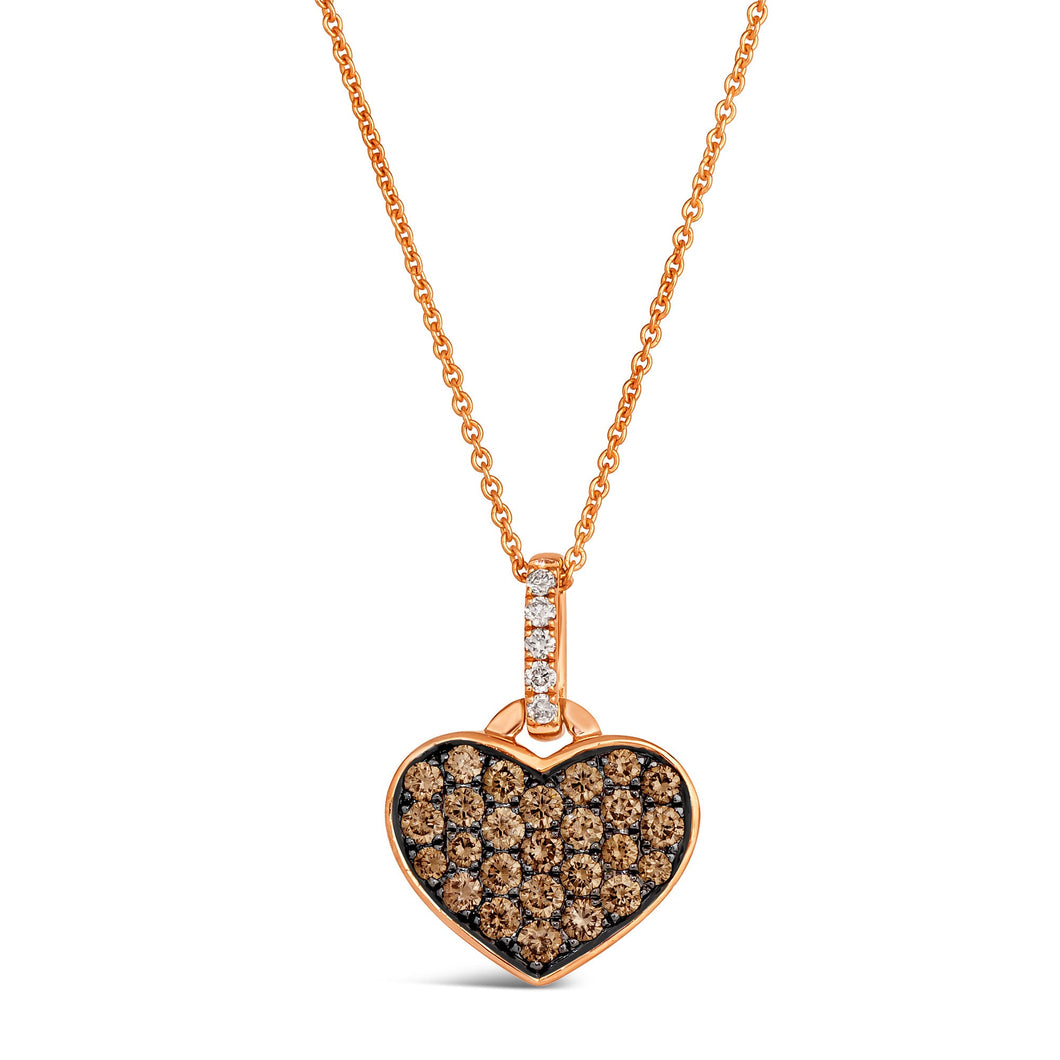 Le Vian(R) 5/8ctw Chocolate Diamonds(R) and Nude Diamonds(tm) in 14k Strawberry Gold(R) Heart Pendant Necklace