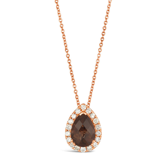 Le Vian(R) Chocolate Quartz(R) and 1/3ctw Nude Diamonds(tm) 14k Strawberry Gold(R) Pendant Necklace