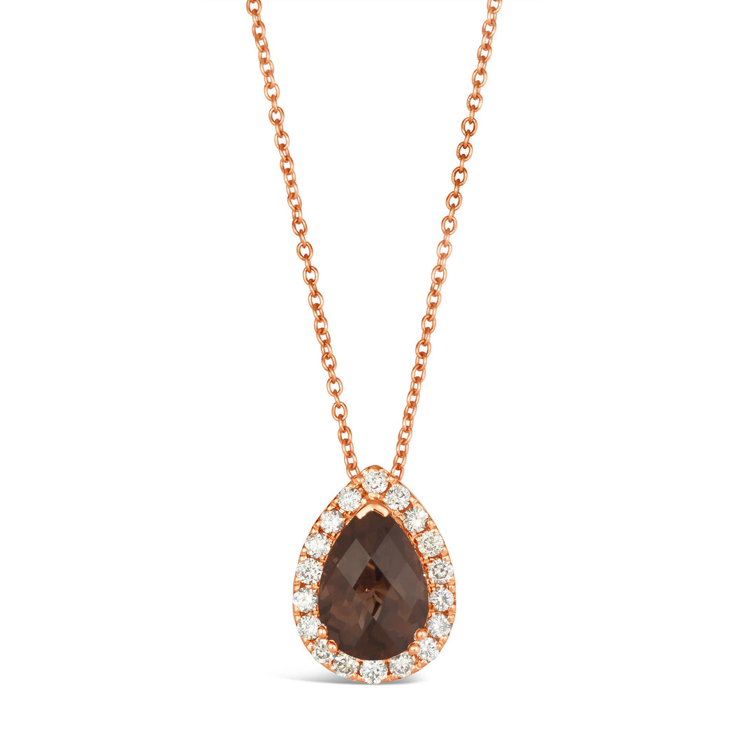 Le Vian(R) Chocolate Quartz(R) and 1/3ctw Nude Diamonds(tm) 14k Strawberry Gold(R) Pendant Necklace