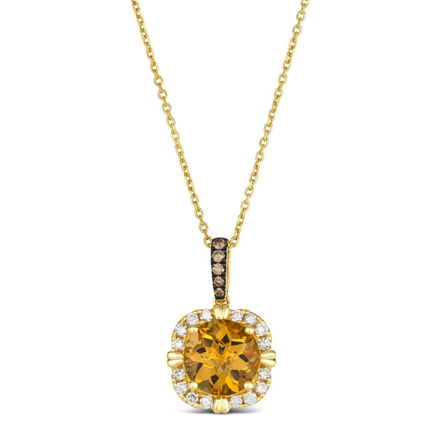 Le Vian(R) Cinnamon Citrine(R) 1/3ctw Chocolate Diamonds(R) and Nude Diamonds(tm) 14k Honey Gold(tm) Pendant Necklace