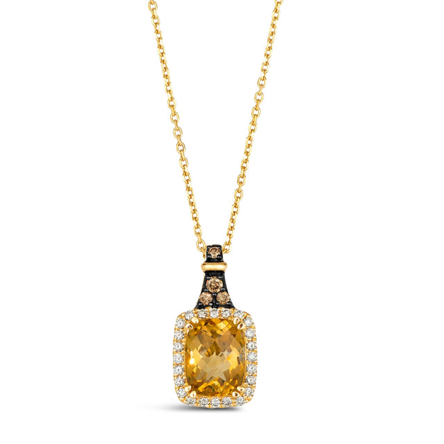 Le Vian(R) Cinnamon Citrine(R) 1/4ctw Chocolate Diamonds(R) and Nude Diamonds(tm) 14k Honey Gold(tm) Pendant Necklace