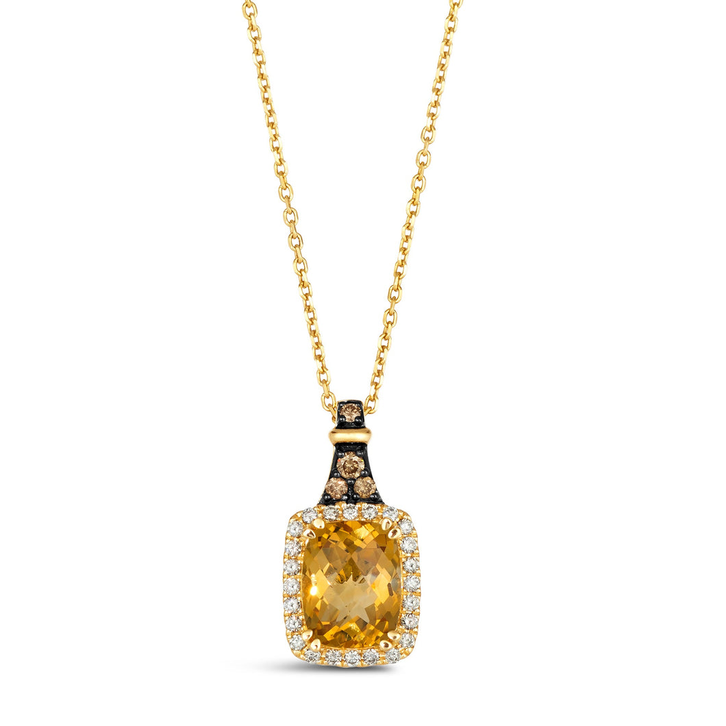 Le Vian(R) Cinnamon Citrine(R) 1/4ctw Chocolate Diamonds(R) and Nude Diamonds(tm) 14k Honey Gold(tm) Pendant Necklace