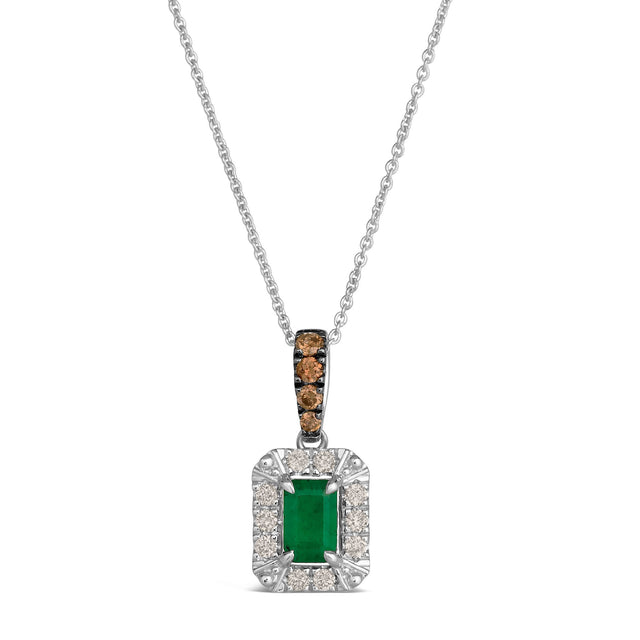 Le Vian(R) Costa Smeralda Emeralds(tm) 1/4ctw Chocolate Diamonds(R) and Nude Diamonds(tm) 14k Vanilla Gold(R) Pendant Necklace
