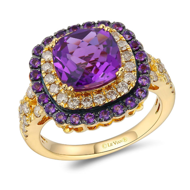 Le Vian(R) Grape Amethyst(tm) 5/8ctw Nude Diamonds(tm) 14k Honey Gold(tm) Ring