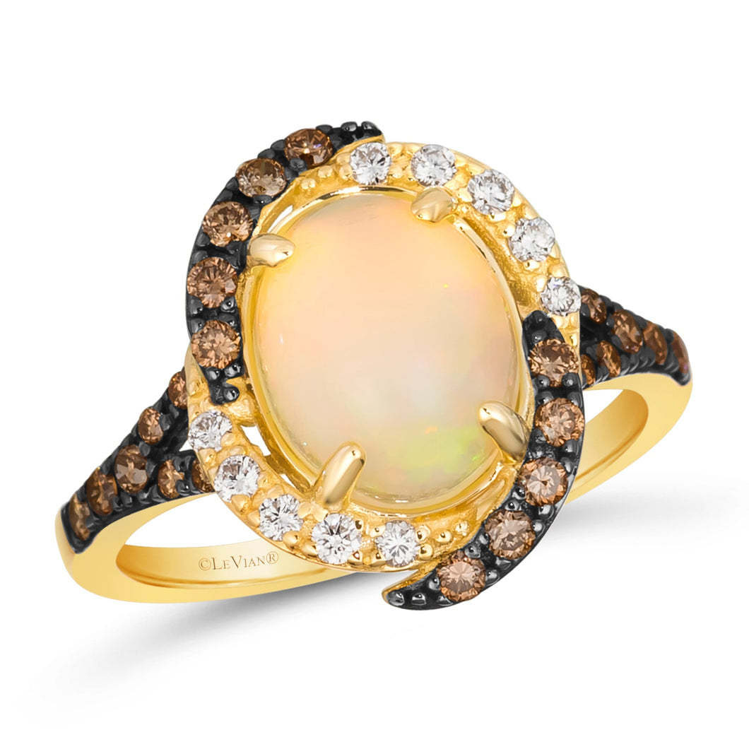 Le Vian(R) Neopolitan Opal(tm) 3/8ctw Chocolate Diamonds(R) and Vanilla Diamonds(R) 14k Honey Gold(R) Halo Ring