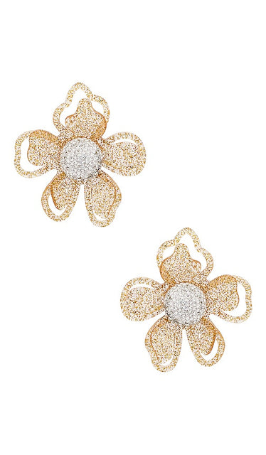 Lele Sadoughi Azalea Statement Earrings in Metallic Gold