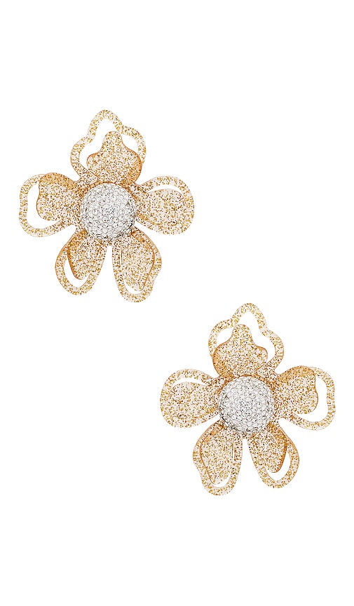 Lele Sadoughi Azalea Statement Earrings in Metallic Gold