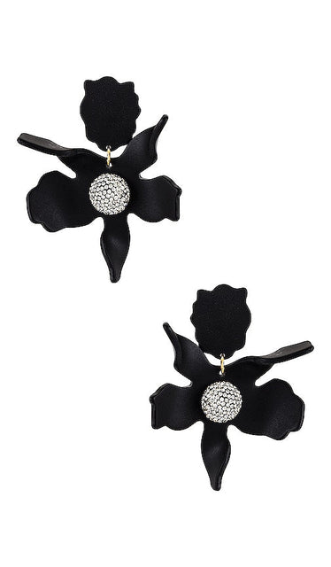 Lele Sadoughi Crystal Lily Pierced Earrings in Black