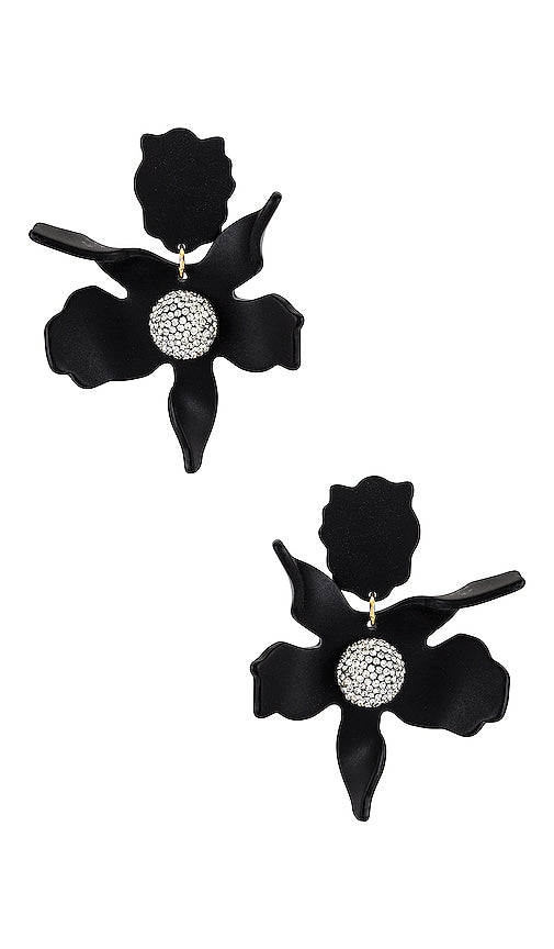 Lele Sadoughi Crystal Lily Pierced Earrings in Black