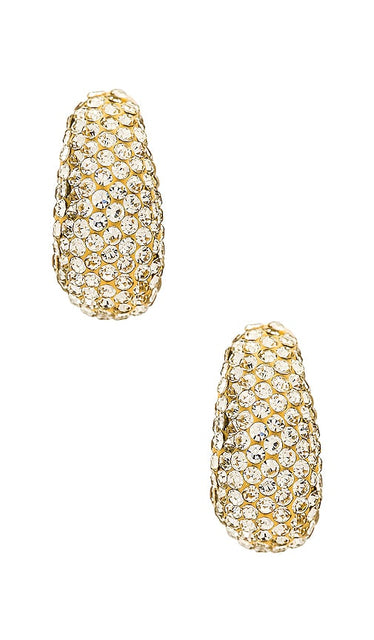 Lele Sadoughi Pave Dome Mini Hoop Earrings in Metallic Gold
