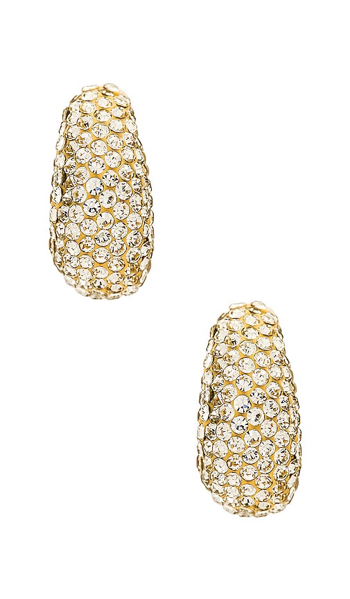 Lele Sadoughi Pave Dome Mini Hoop Earrings in Metallic Gold