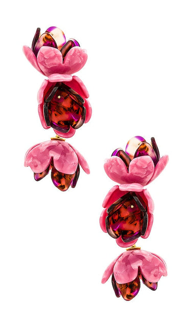 Lele Sadoughi Rose Petal Triple Drop Clip-on Earrings in Pink