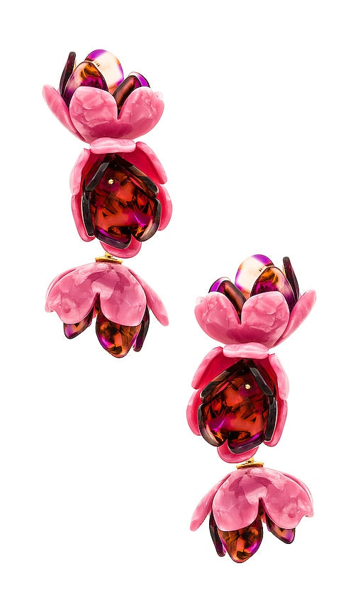 Lele Sadoughi Rose Petal Triple Drop Clip-on Earrings in Pink