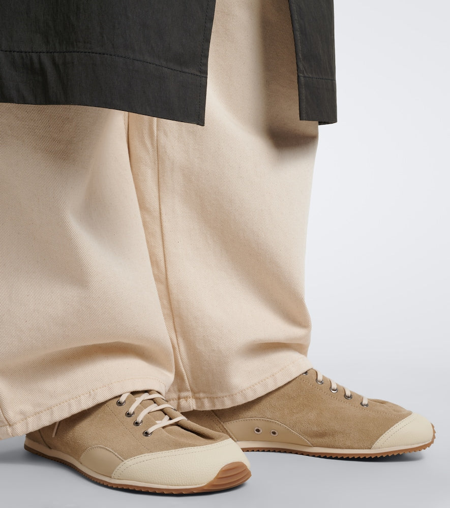 Lemaire Gummy Grips leather-trimmed suede sneakers