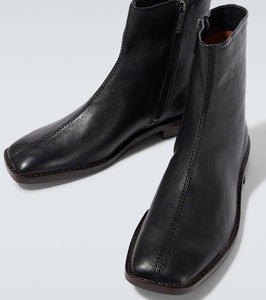 Lemaire Piped leather ankle boots