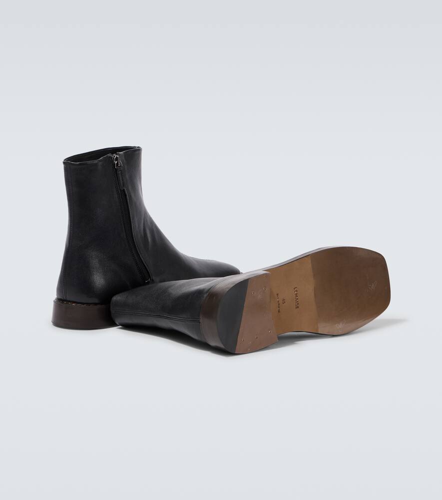 Lemaire Piped leather ankle boots