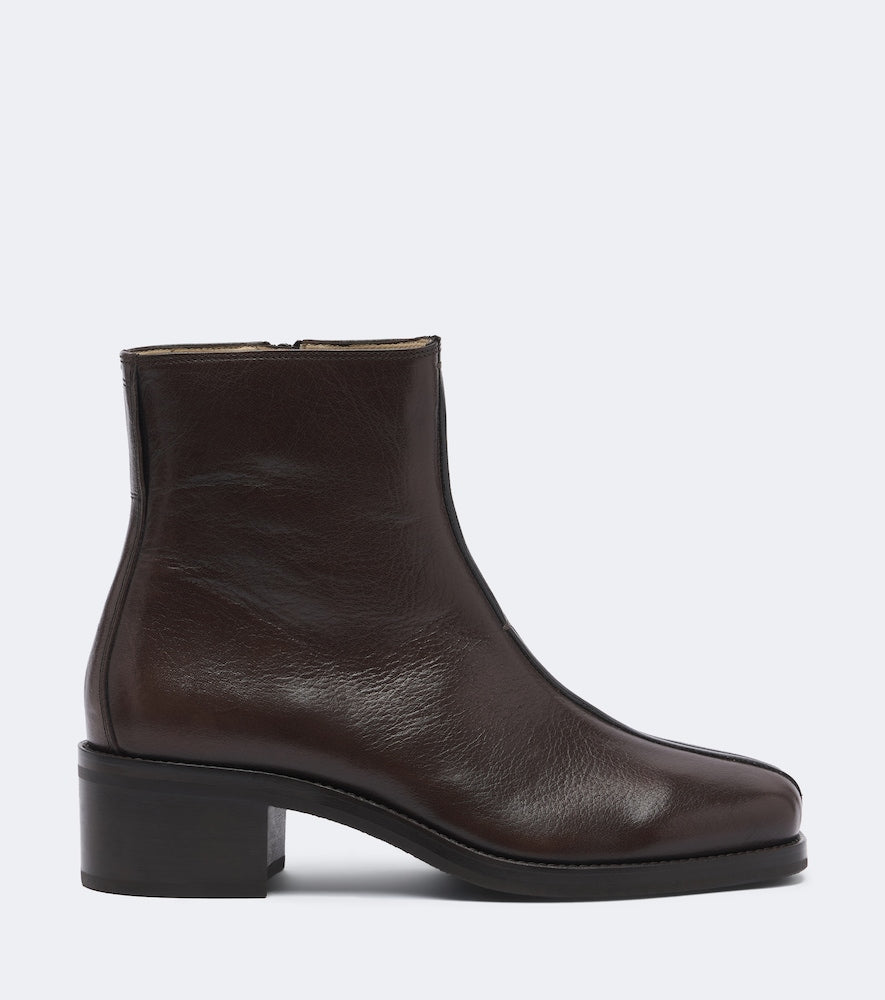Lemaire Piped leather ankle boots - Brown Flat Boots