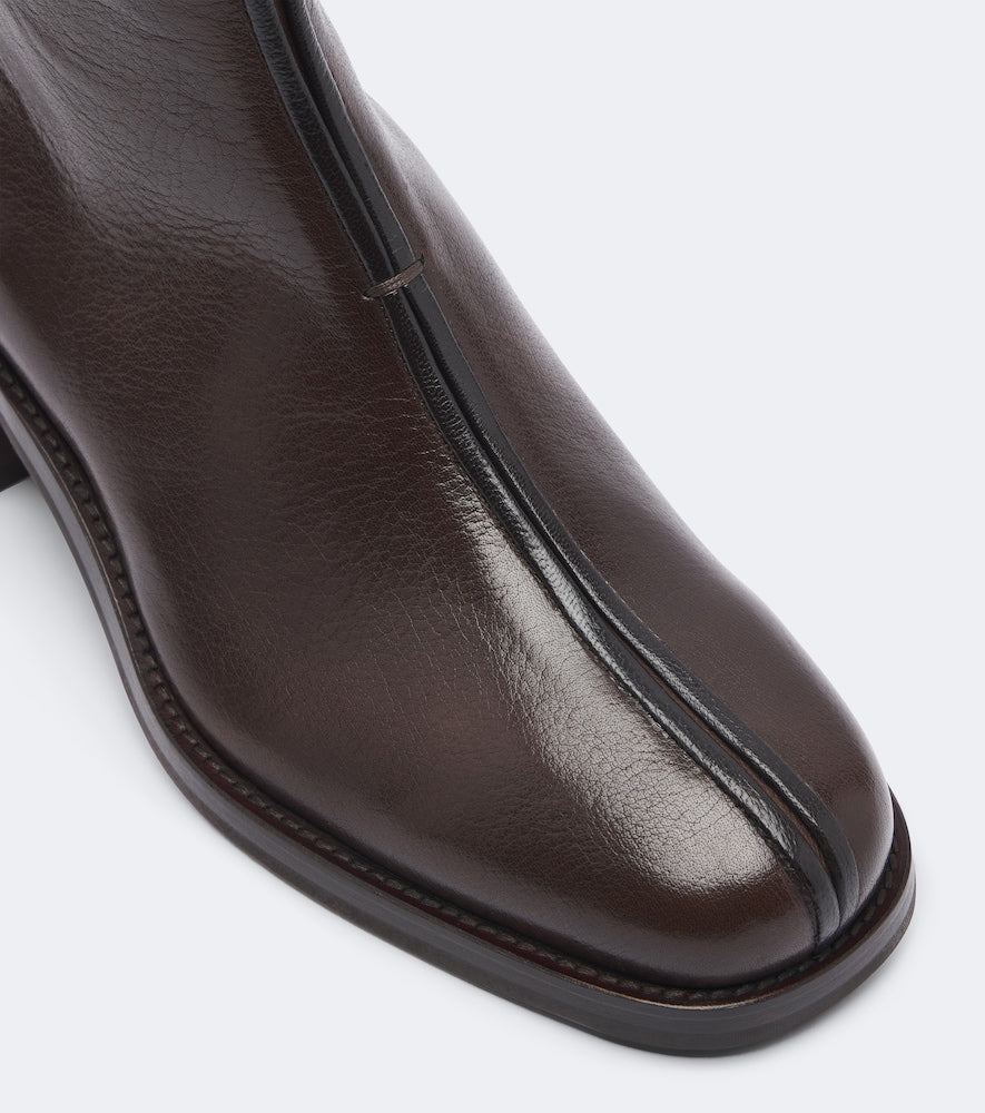 Lemaire Piped leather ankle boots - Brown Flat Boots