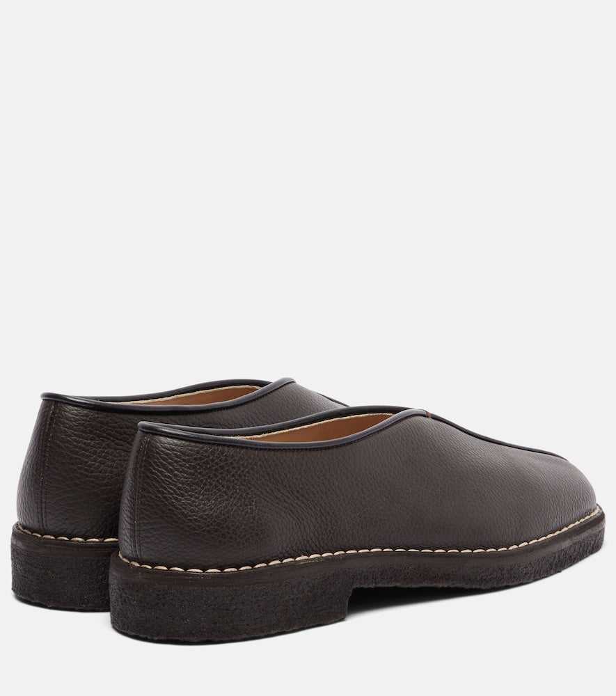 Lemaire Piped leather loafers in Brown - Loafers