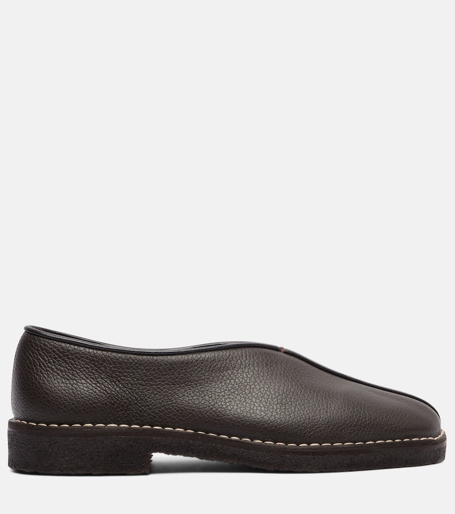 Lemaire Piped leather loafers in Brown - Loafers