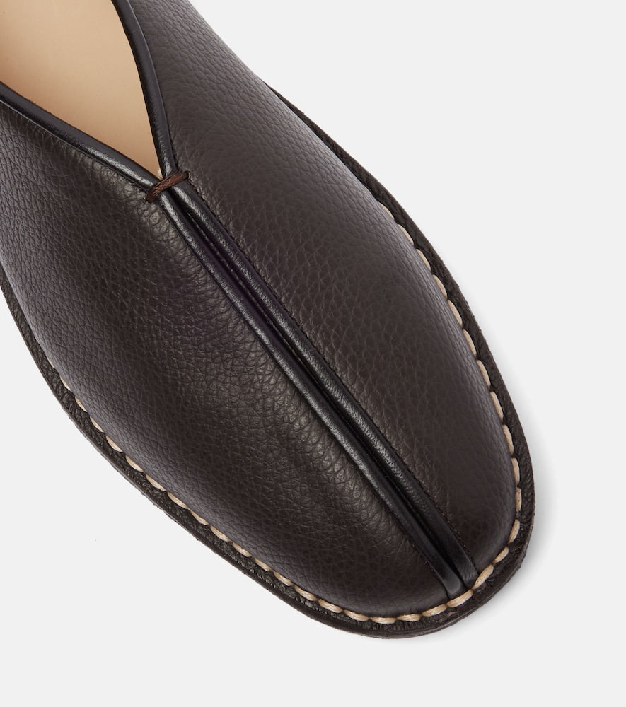 Lemaire Piped leather loafers in Brown - Loafers