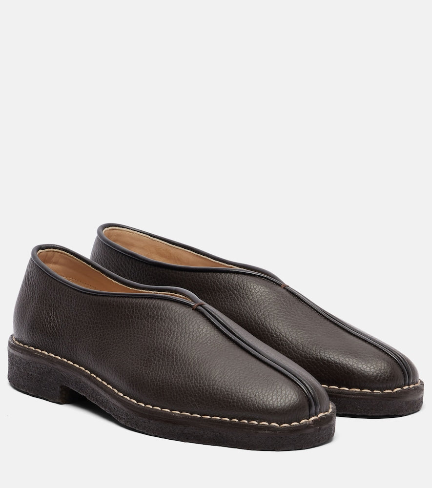 Lemaire Piped leather loafers in Brown - Loafers