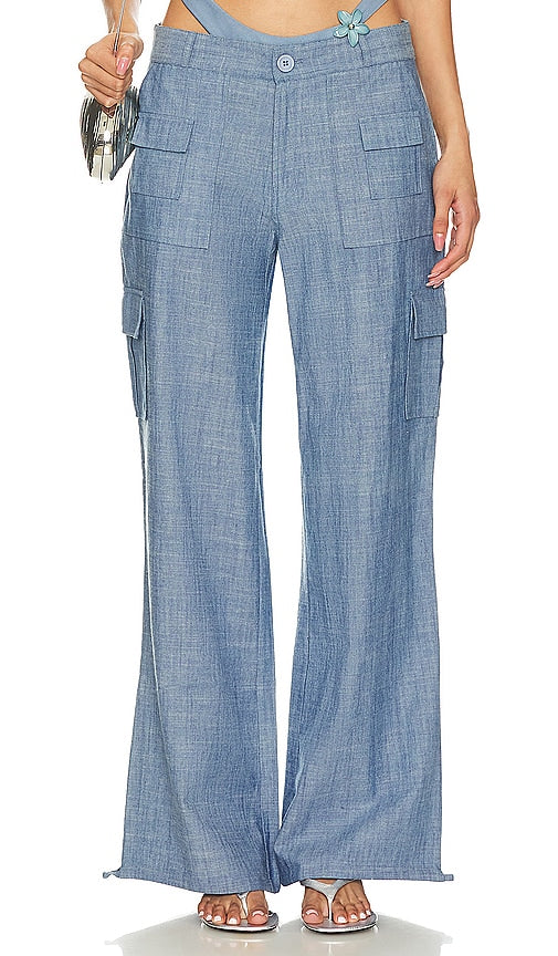 Leslie Amon Cargo Pants in Blue - Pantalon cargo Leslie Amon en bleu - Leslie Amon 蓝色工装裤 - Leslie Amon Cargohose in Blau - Leslie Amon 카고 팬츠 블루 색상 - Pantaloni cargo Leslie Amon in blu