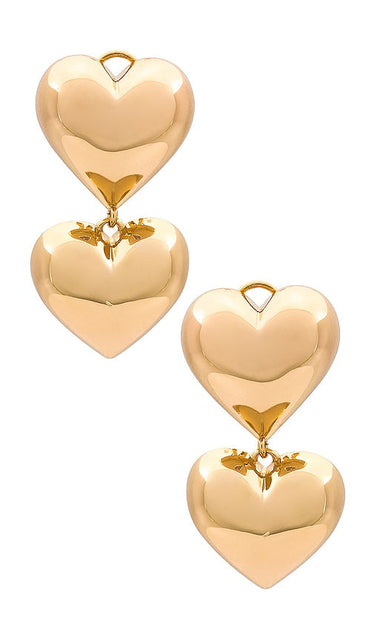 Lili Claspe Double Bubble Heart Earrings in Metallic Gold