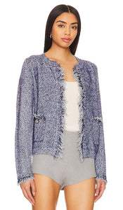 Line & Dot Bonny Fringe Cardigan in Blue